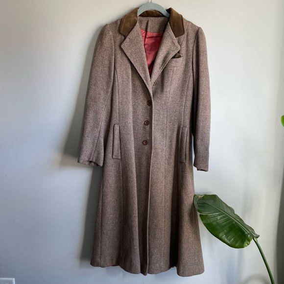 Vintage Junior Concept Tweed and Crushed Velvet Swing Dress Coat Size Small - Picture 2 of 11